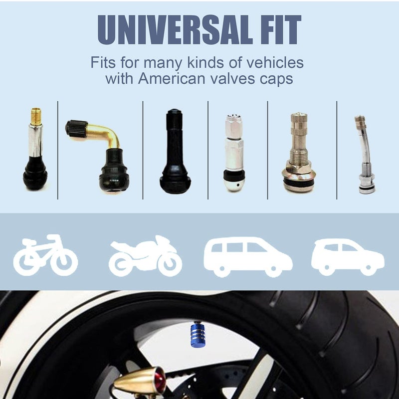 DECURCAR Tire Valve Stem Cap Cover - (5 Pack) Tire Air Caps Metal with Plastic Liner Corrosion Resistant Leak-Proof for Car Truck Motorcycle SUV and Bike Blue - Image 5